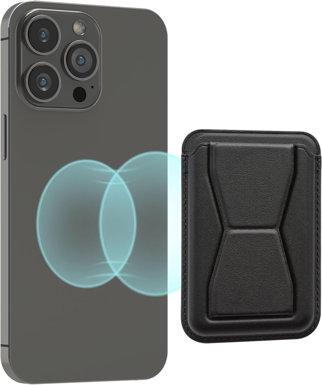 KW iPhone Μαγνητική Θήκη για Πιστωτικές Κάρτες από Συνθετικό Δέρμα με Stand - Black