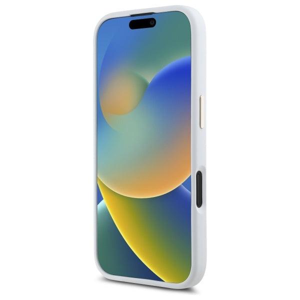 Guess iPhone 16 - Silicone Logo Strass 4G - Σκληρή Θήκη με Πλαίσιο Σιλικόνης - White - GUHCP16SM4DGPH