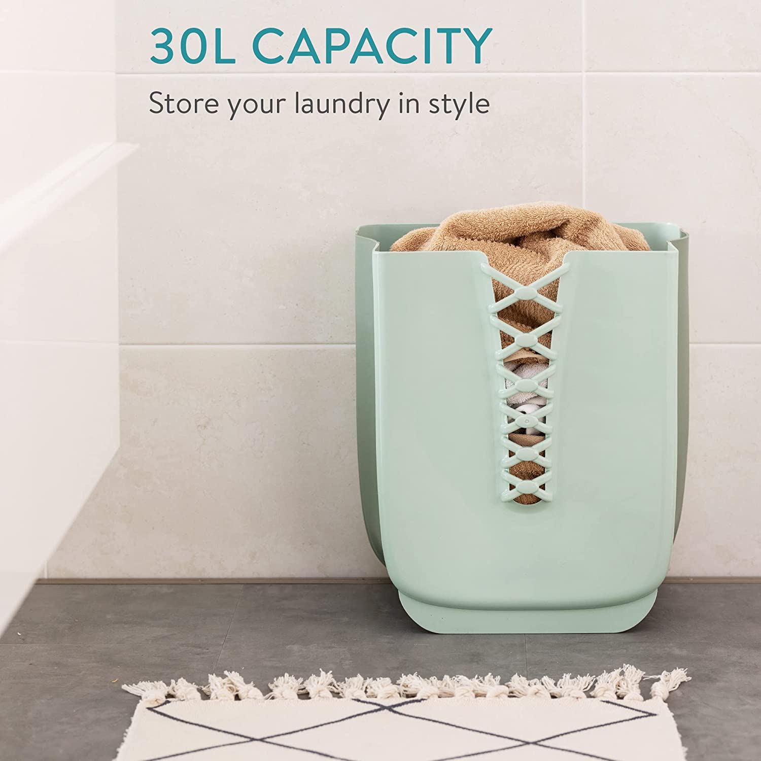 Navaris Κρεμαστό Πτυσσόμενο Πλαστικό Καλάθι Απλύτων - Green - 58400.07