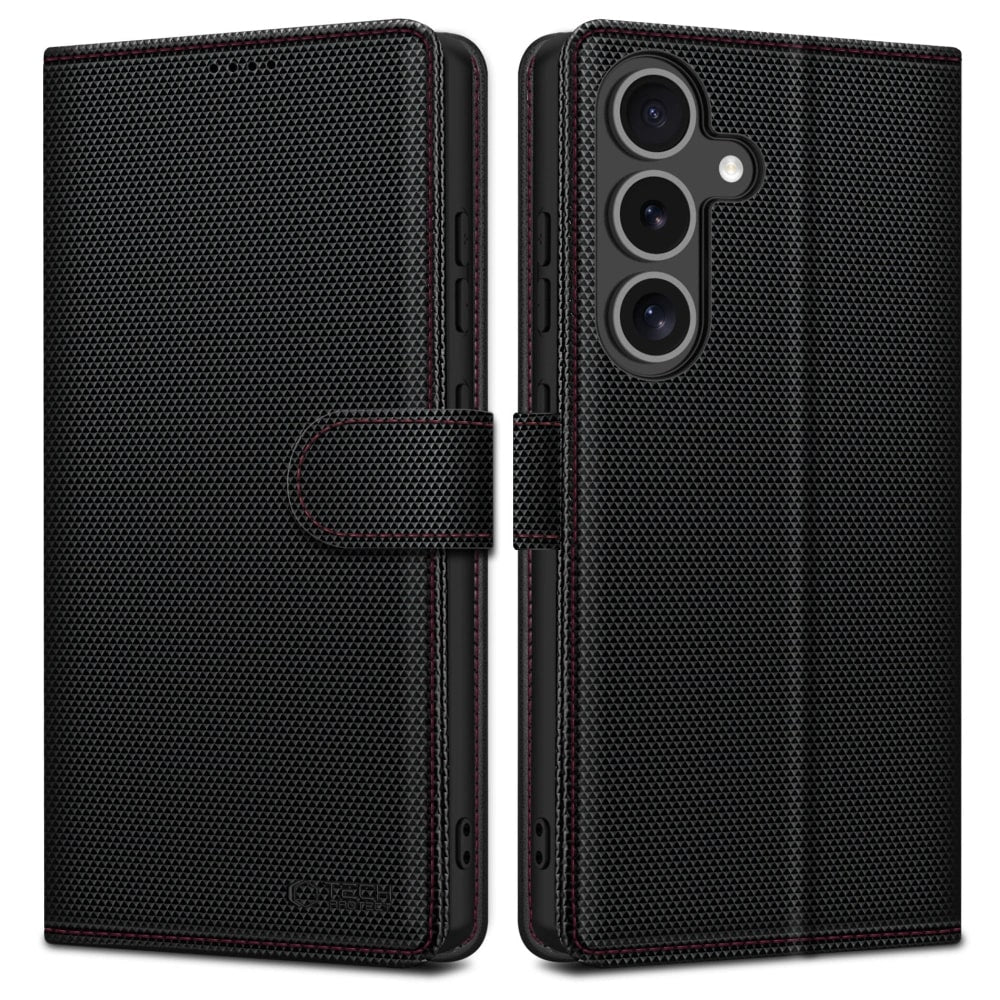 Tech-Protect Samsung Galaxy S25 Wallet RS Θήκη Πορτοφόλι Stand από Δερματίνη - Black / Red