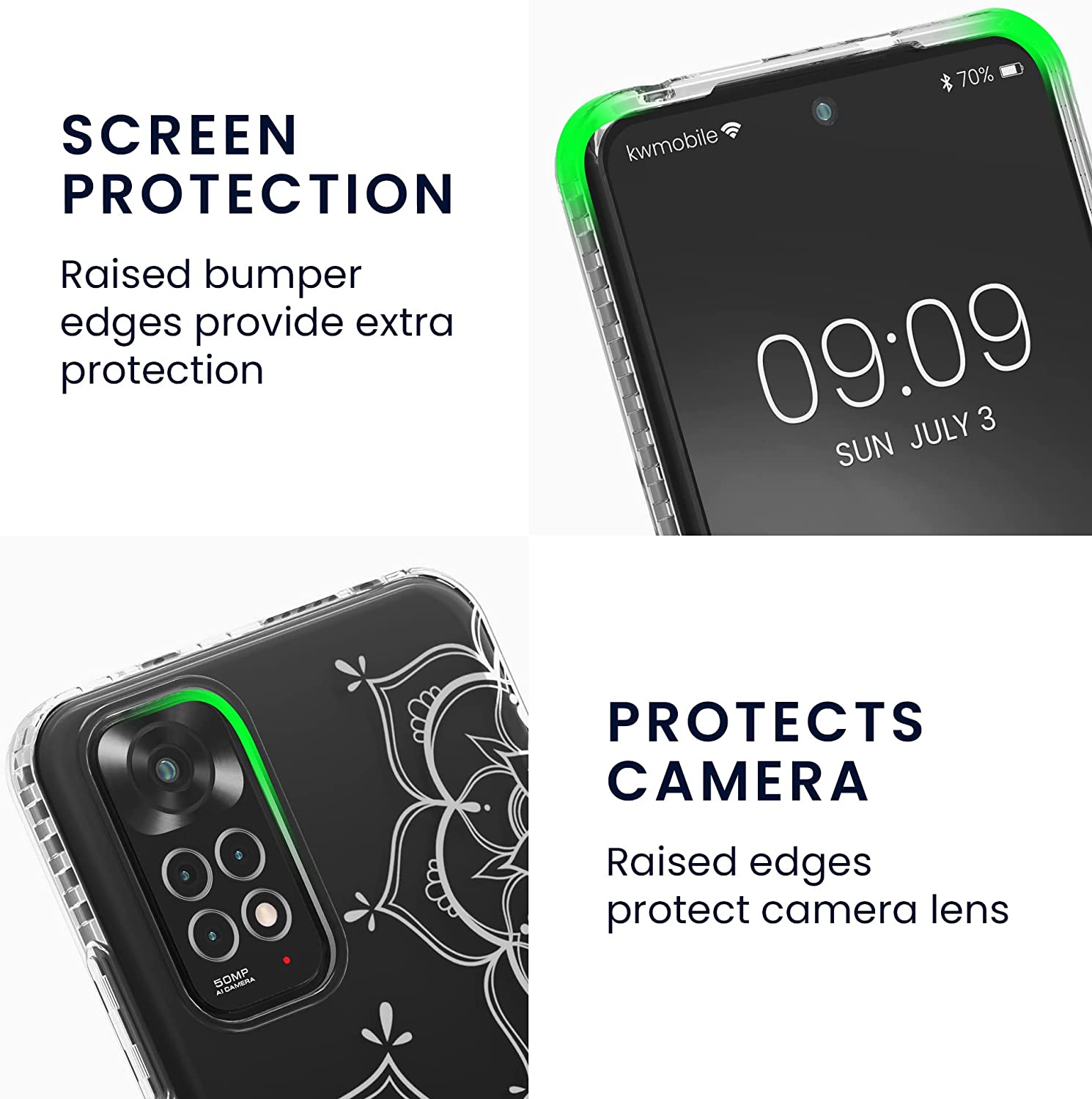 KW Xiaomi Redmi Note 11 / Redmi Note 11S Σκληρή Θήκη με Πλαίσιο Σιλικόνης - Design Flower Twins - Διάφανη - Silver - 57822.03