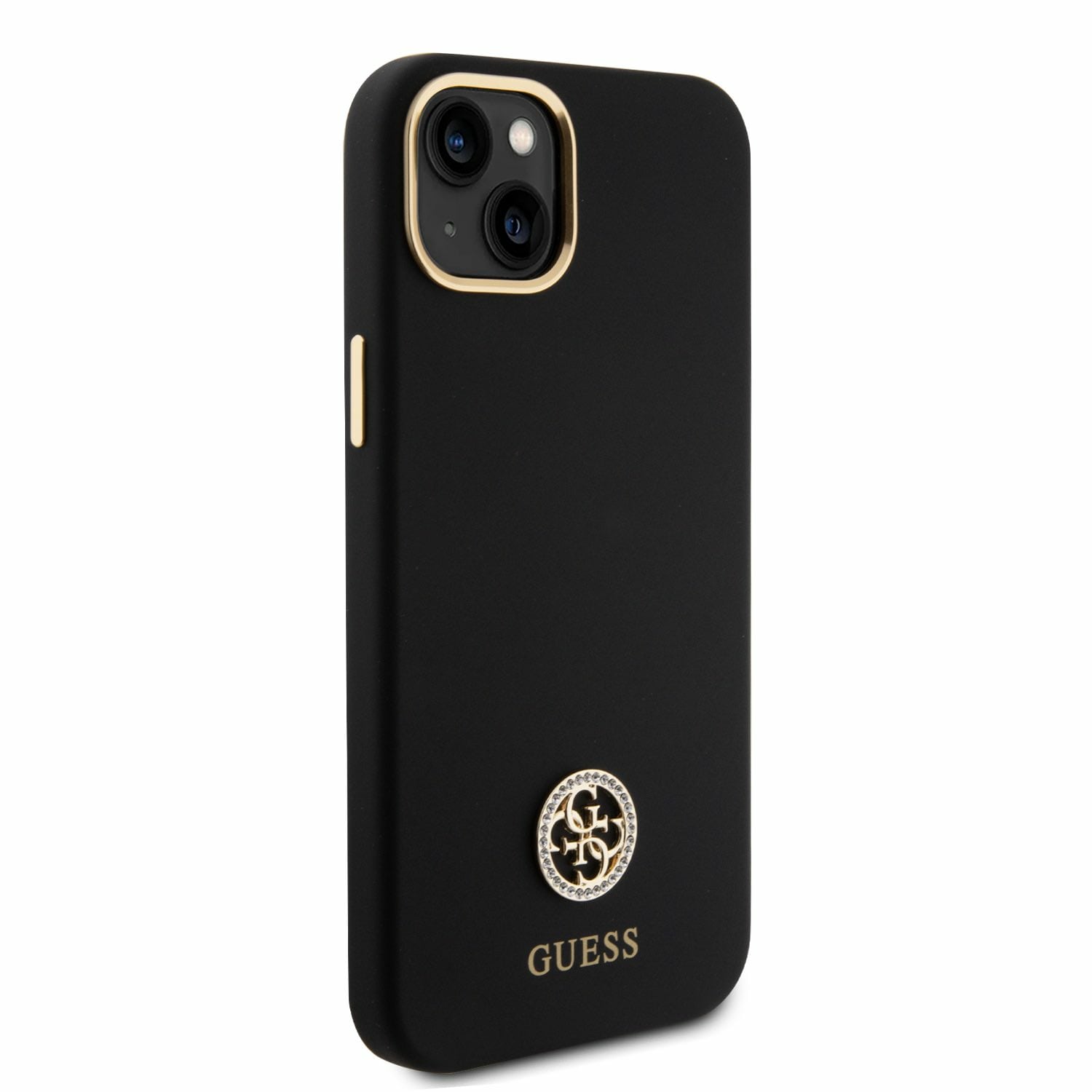 Guess iPhone 15 Plus Silicone Logo Strass 4G Σκληρή Θήκη με Πλαίσιο Σιλικόνης - Black - GUHCP15M4DGPK