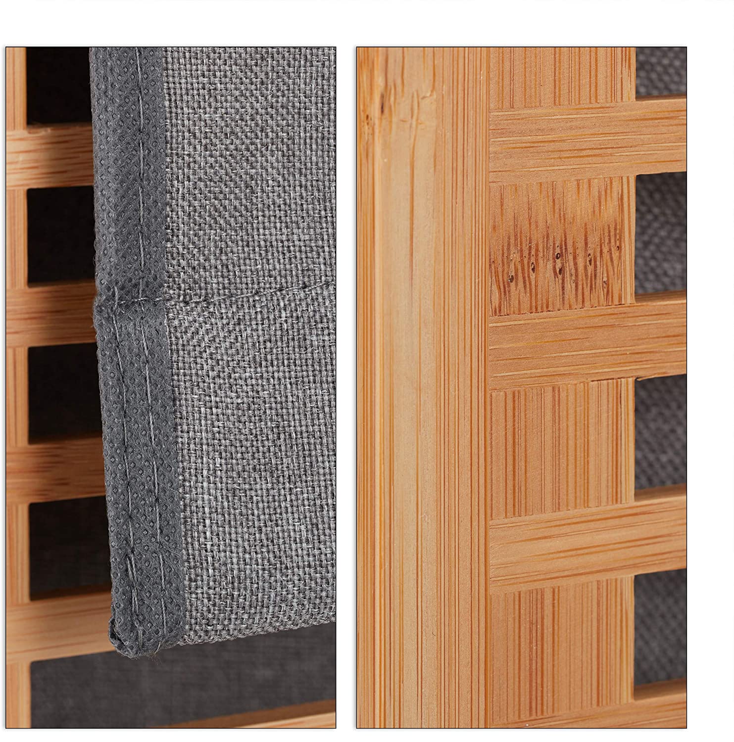 Relaxdays Κάδος Απλύτων από Μπαμπού - Natural / Grey - 4052025265052