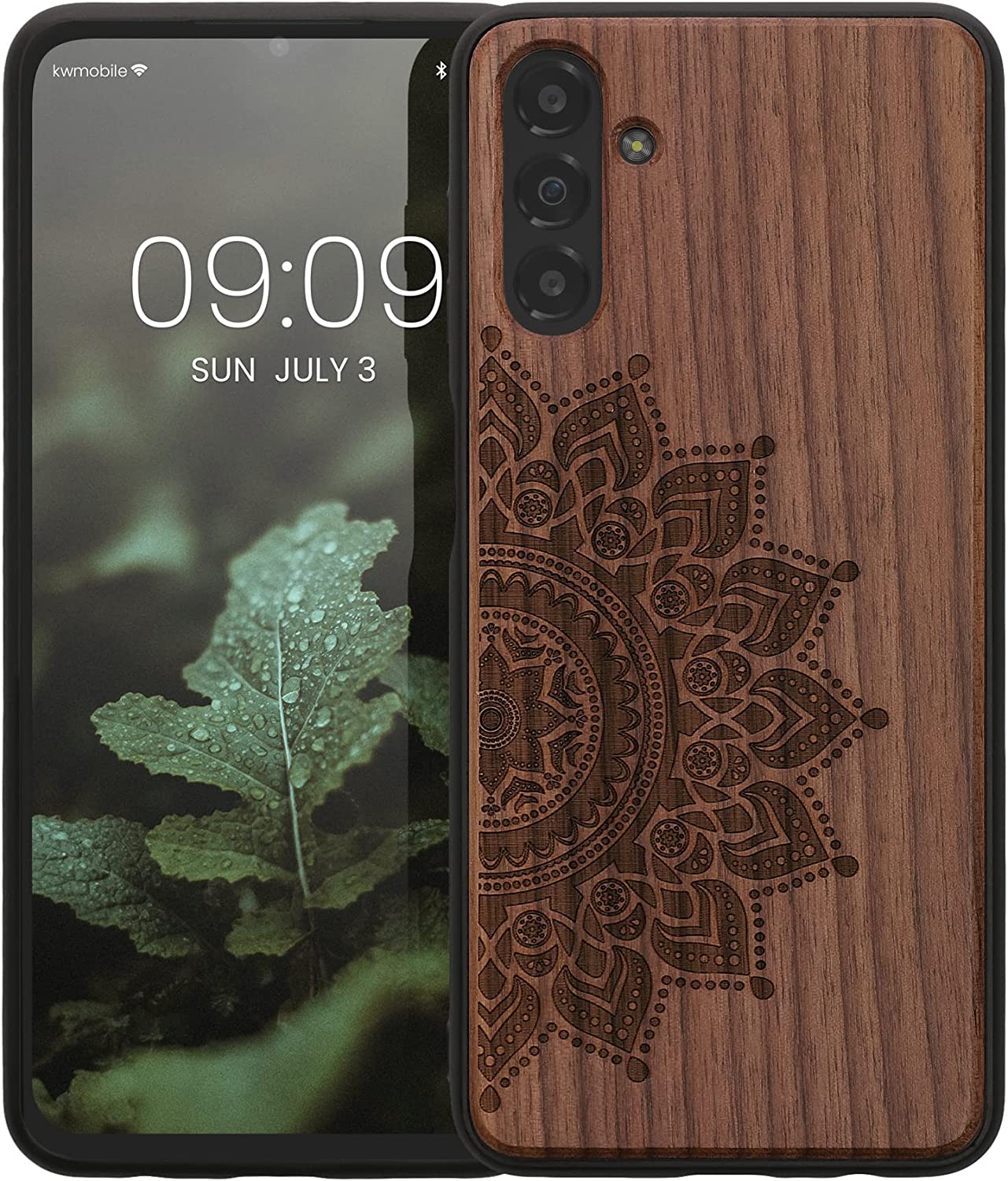 KW Samsung Galaxy A13 5G Θήκη από Φυσικό Ξύλο - Design Rising Sun - Dark Brown - 59886.01