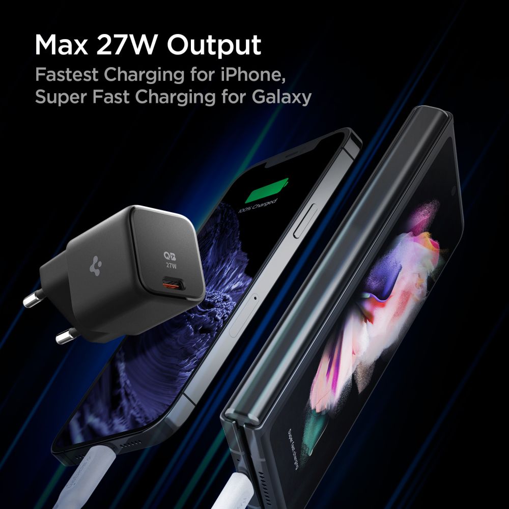 Spigen PE2103 ArcStation Network PD27W Οικιακός Φορτιστής Γρήγορης Φόρτισης με Θύρα Type-C - Black