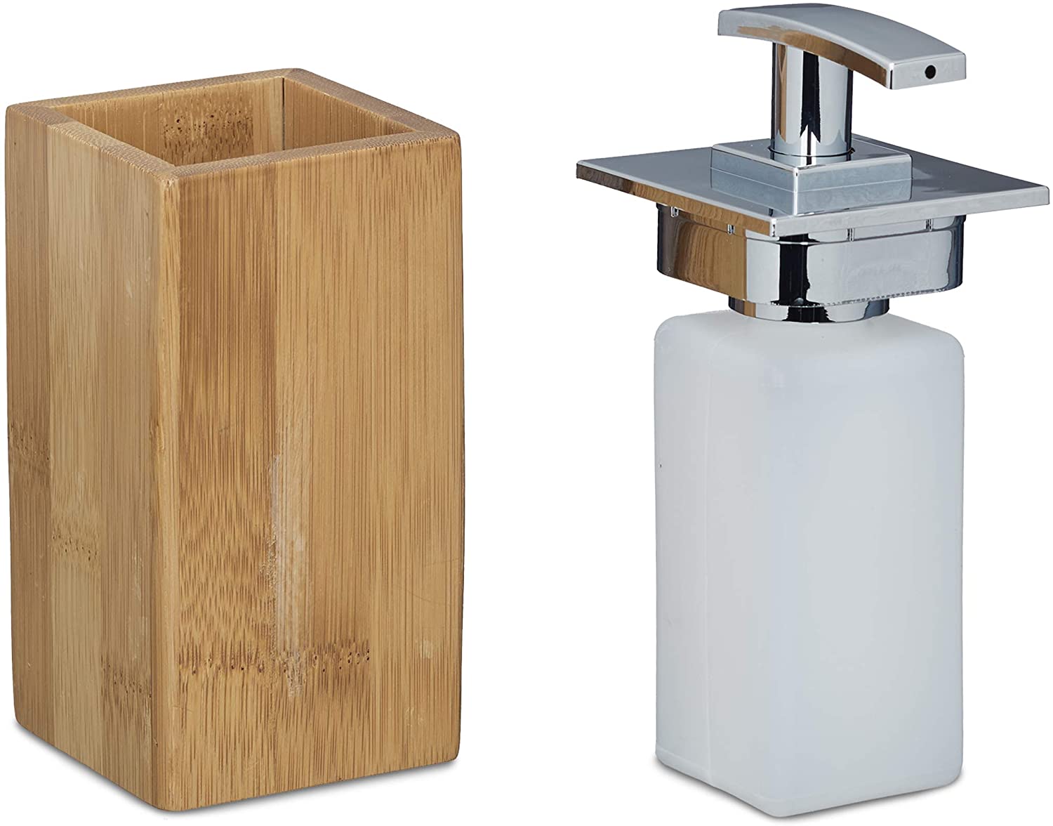 Relaxdays Σαπουνοθήκη Dispenser από Bamboo - Natural - 4052025205461