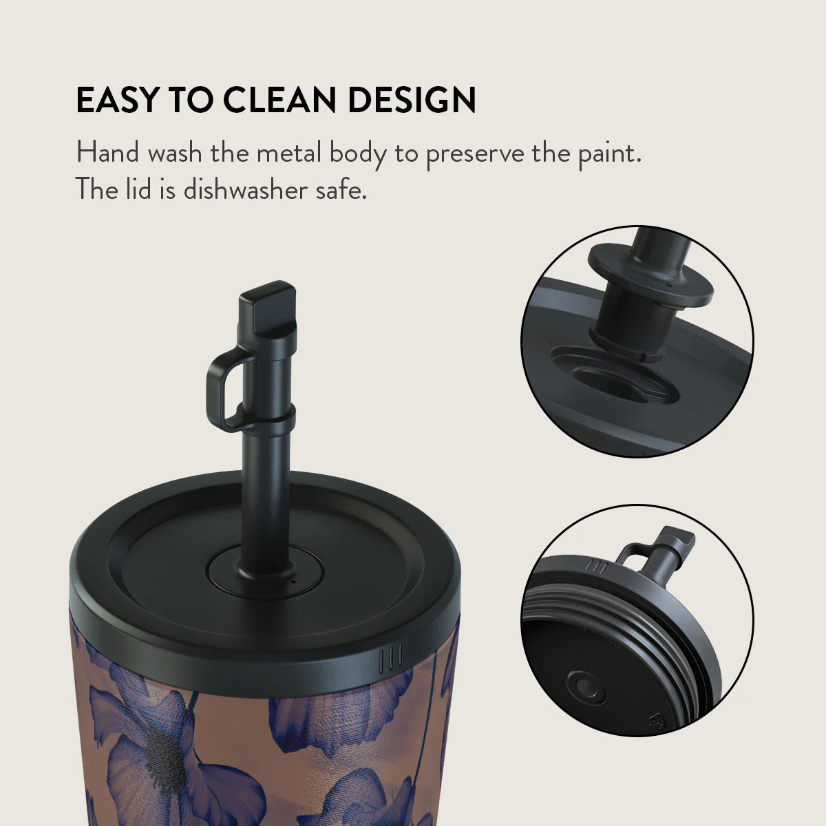 Burga Κούπα θερμός από Ανοξείδωτο Ατσάλι με καλαμάκι - 500ml - Velvet Night