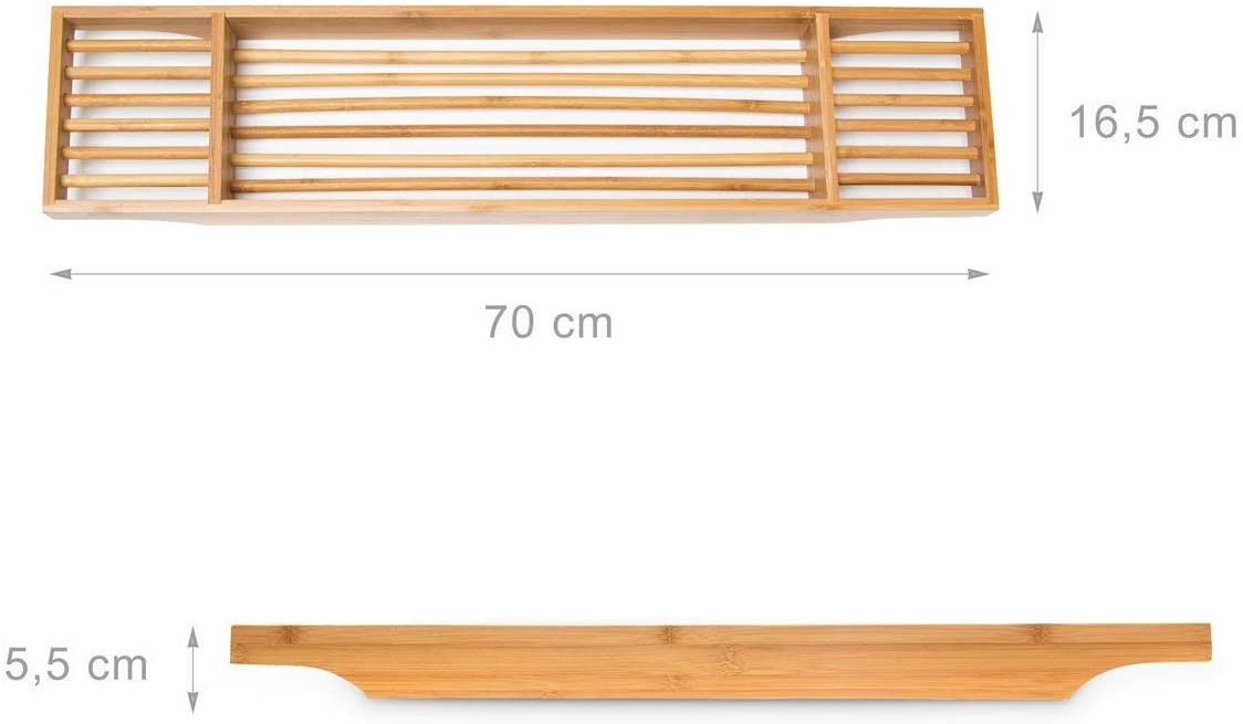 Relaxdays Ξύλινη Βάση από Μπαμπού για τη Μπανιέρα - 70cm - Natural - 4052025190262