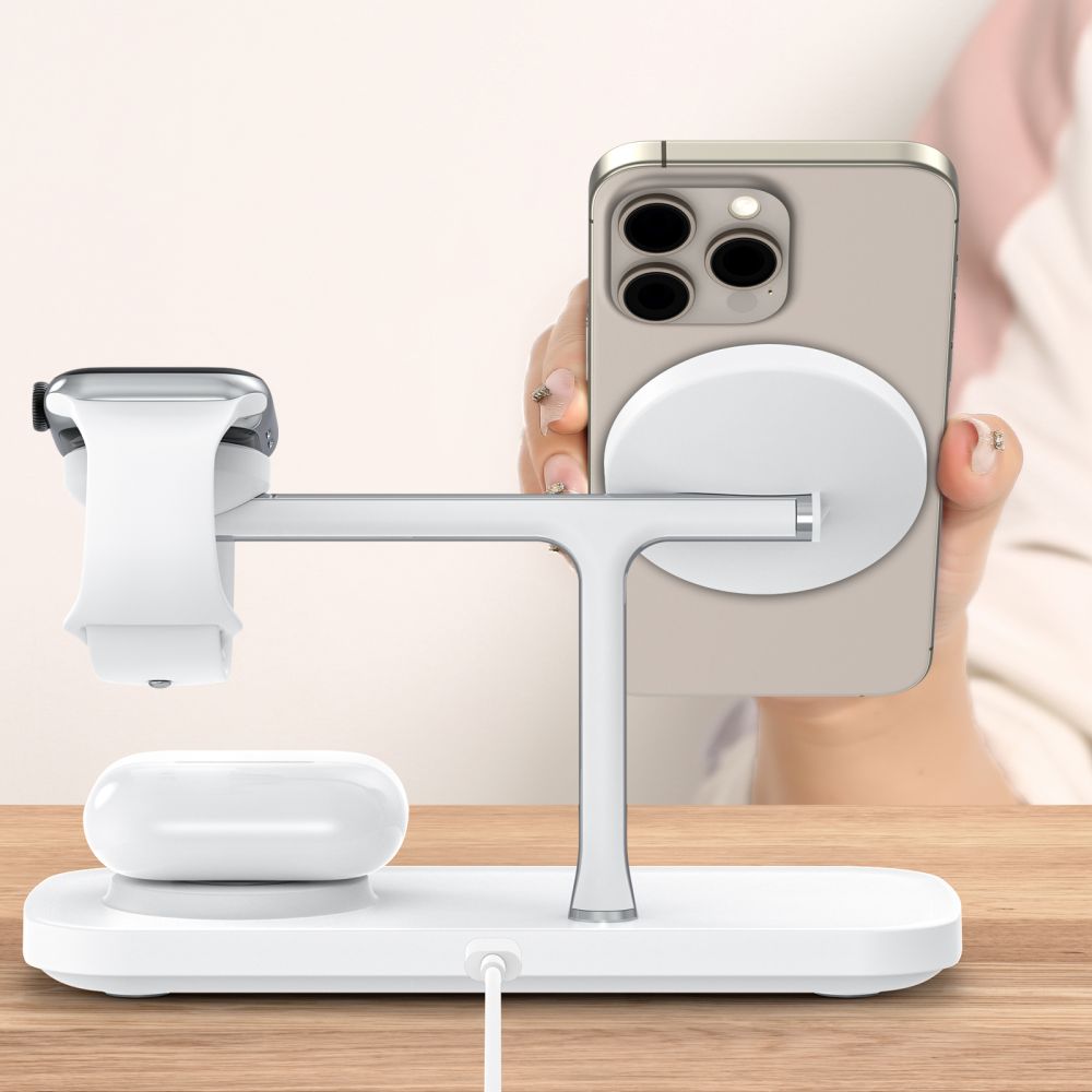 Tech-Protect QI15W-A45 3in1 Ασύρματος Μαγνητικός Φορτιστής MagSafe - White