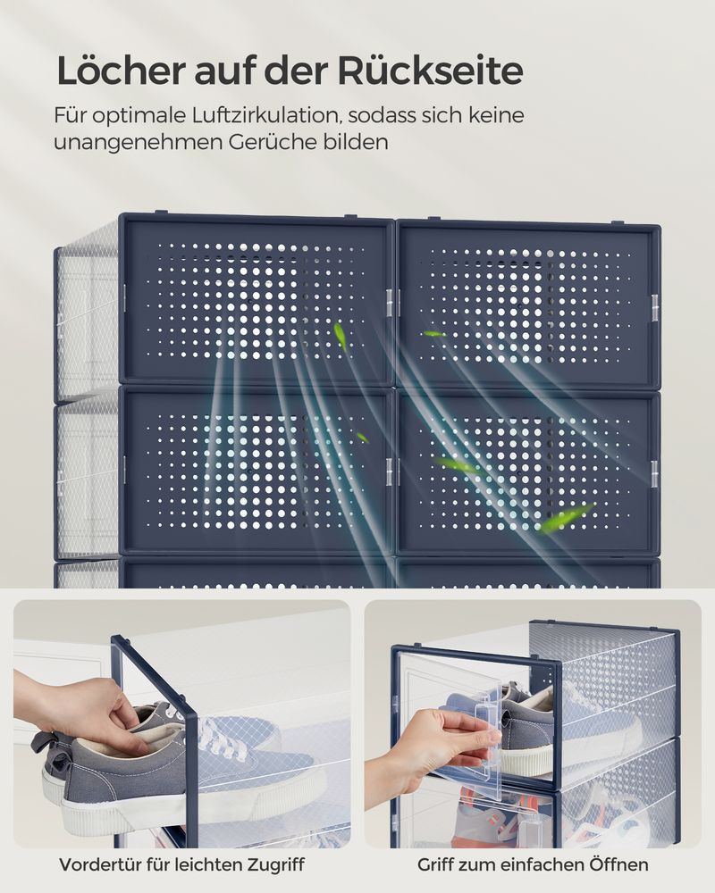 Songmics Σετ με 18 Κουτιά Αποθήκευσης Υποδημάτων - Anthracite Blue / Διάφανα - LSP18SB30