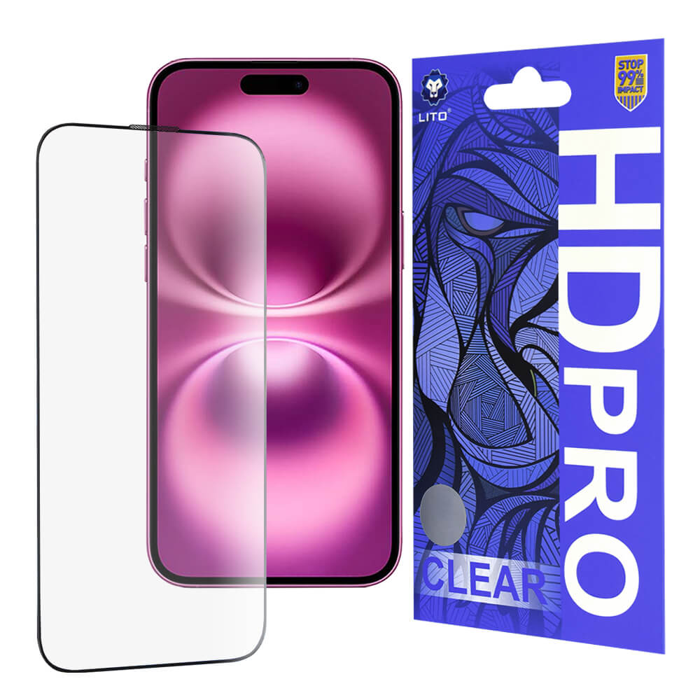 Lito iPhone 16 Plus HD Pro Clear Αντιχαρακτικό Γυαλί Οθόνης - Black