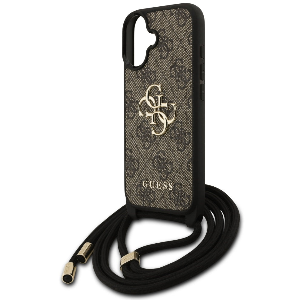 Guess iPhone 17 - 4G Big Logo Cord Stap Crossbody - Θήκη με Επένδυση Συνθετικού Δέρματος και Λουράκι - Brown - GUHCP17SP4GMGCRW