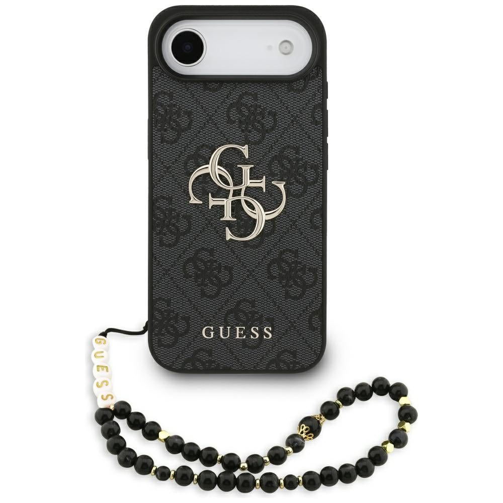 Guess iPhone Air - 4G Strap 4G Classic Logo - Σκληρή Θήκη με Επένδυση Συνθετικού Δέρματος και Λουράκι - Black - GUHCP17MP4GMGSK