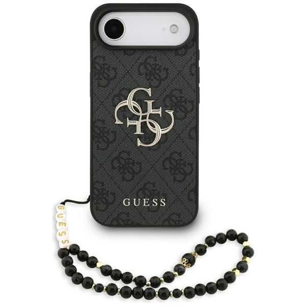 Guess iPhone Air - 4G Strap 4G Classic Logo - Σκληρή Θήκη με Επένδυση Συνθετικού Δέρματος και Λουράκι - Black - GUHCP17MP4GMGSK