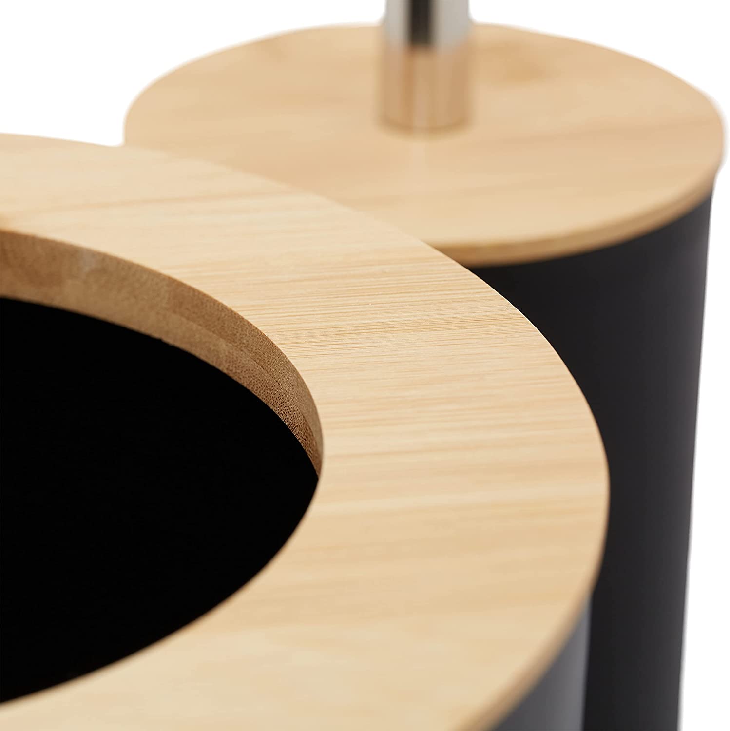 Relaxdays Αξεσουάρ Μπάνιου Σετ 6 Τεμαχίων από Πλαστικό και Μπαμπού - Black / Light Brown - 4052025886516