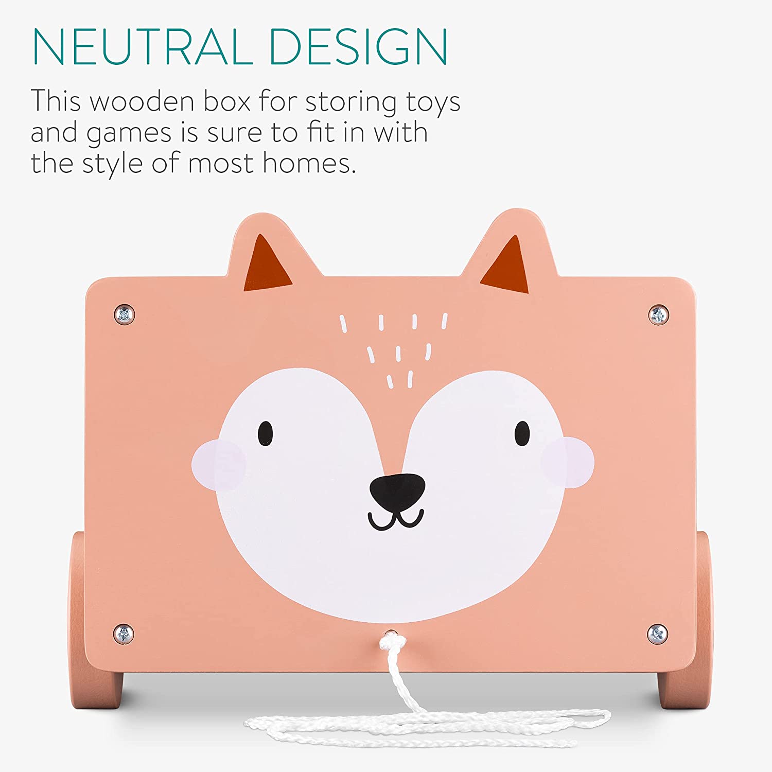 Navaris Toy Box Storage for Toys with Wheels - Παιδικό Κουτί Αποθήκευσης Παιχνιδιών με Ρόδες - Brown - 51163.05