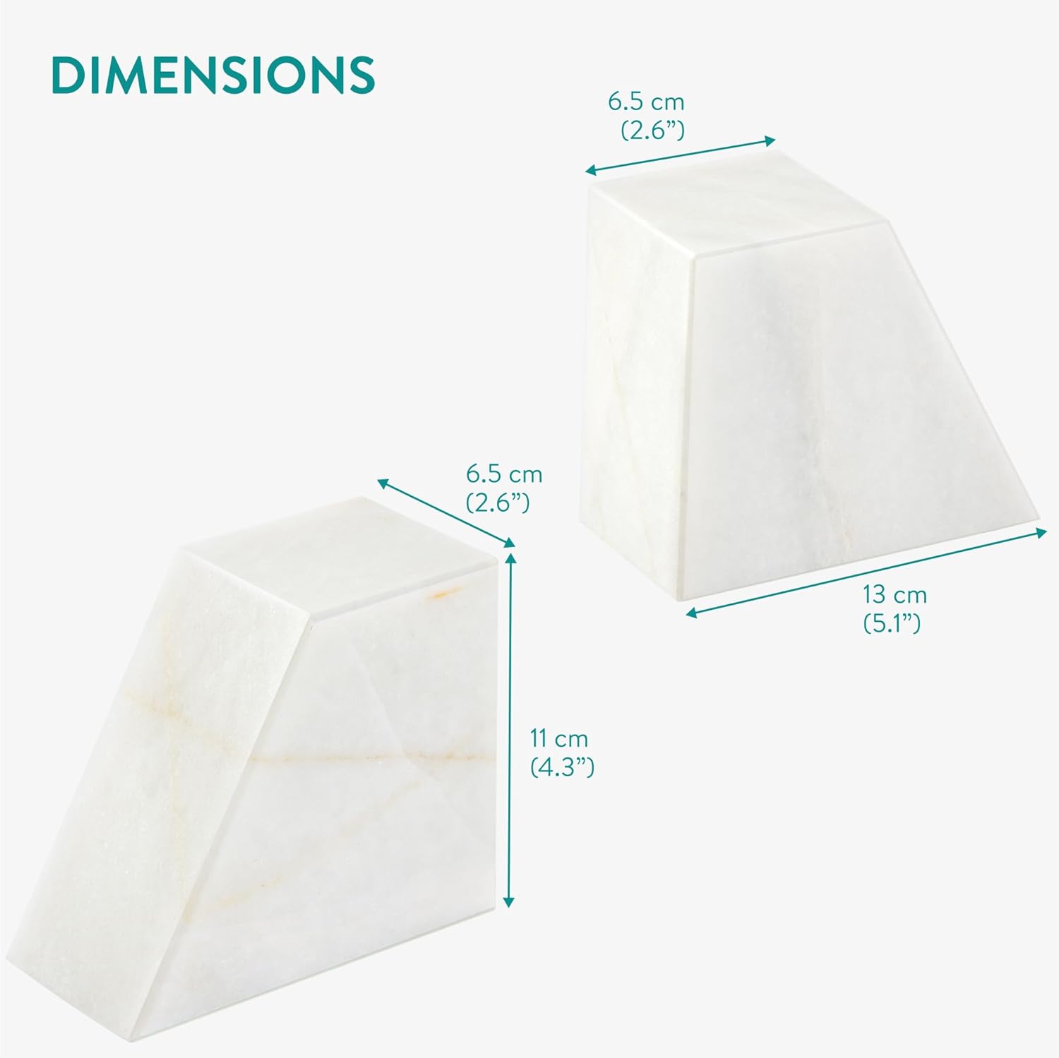 Navaris Βιβλιοστάτες από Μάρμαρο Σετ 2 Τεμαχίων - White - 61655.01