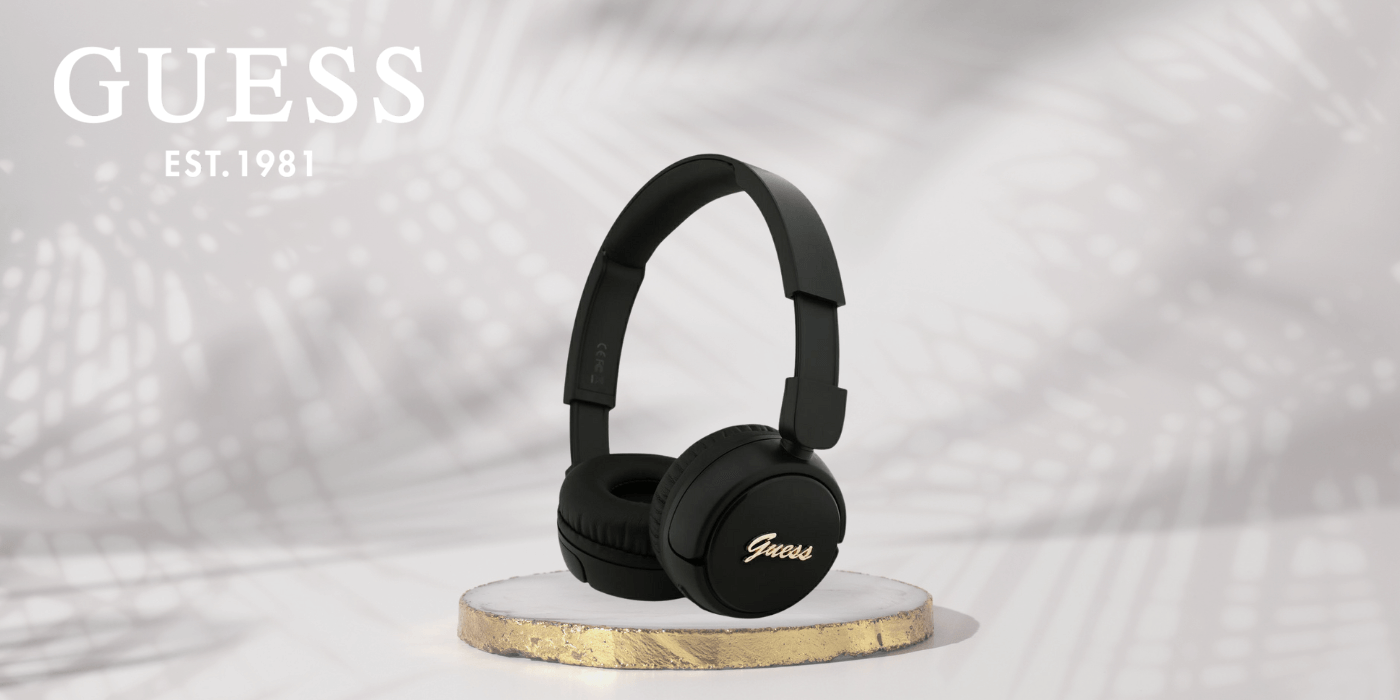 Guess Over-Ear Metal Logo Script - Ασύρματα Bluetooth Ακουστικά - Black