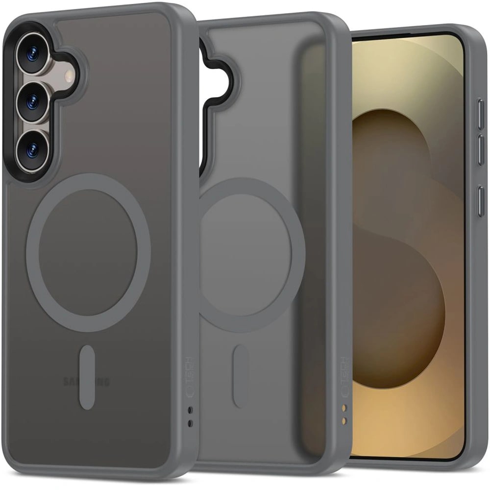 Tech-Protect Samsung Galaxy S25 MagMat Σκληρή Θήκη με Πλαίσιο Σιλικόνης και MagSafe - Matte Titanium / Ημιδιάφανη