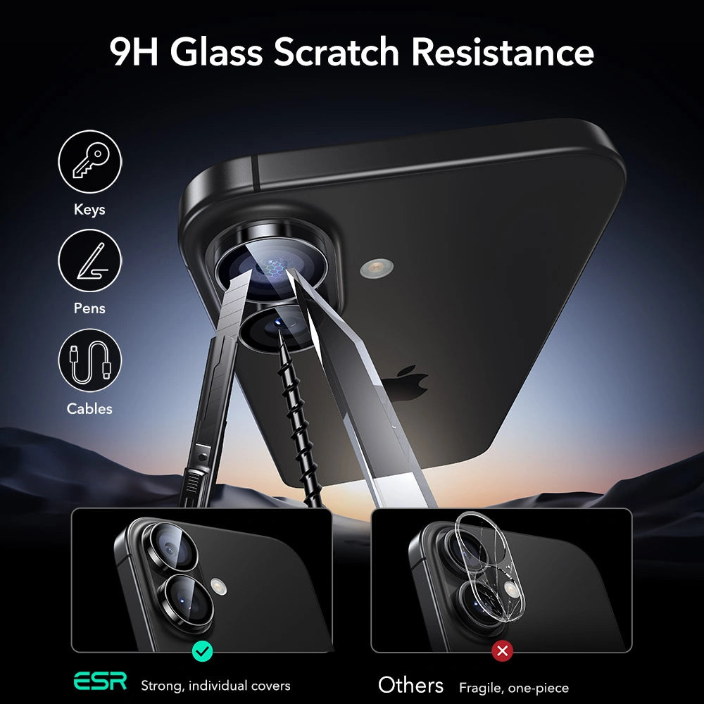 ESR iPhone 16 / iPhone 16 Plus / iPhone 17 Armorite - Αντιχαρακτικό Γυαλί για την Κάμερα - Black