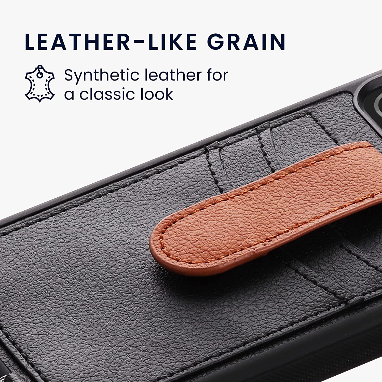 KW Xiaomi Redmi Note 11 / Redmi Note 11S Θήκη με Επένδυση Συνθετικού Δέρματος με Υποδοχές για Κάρτα και Λουράκι - Black - 59750.01