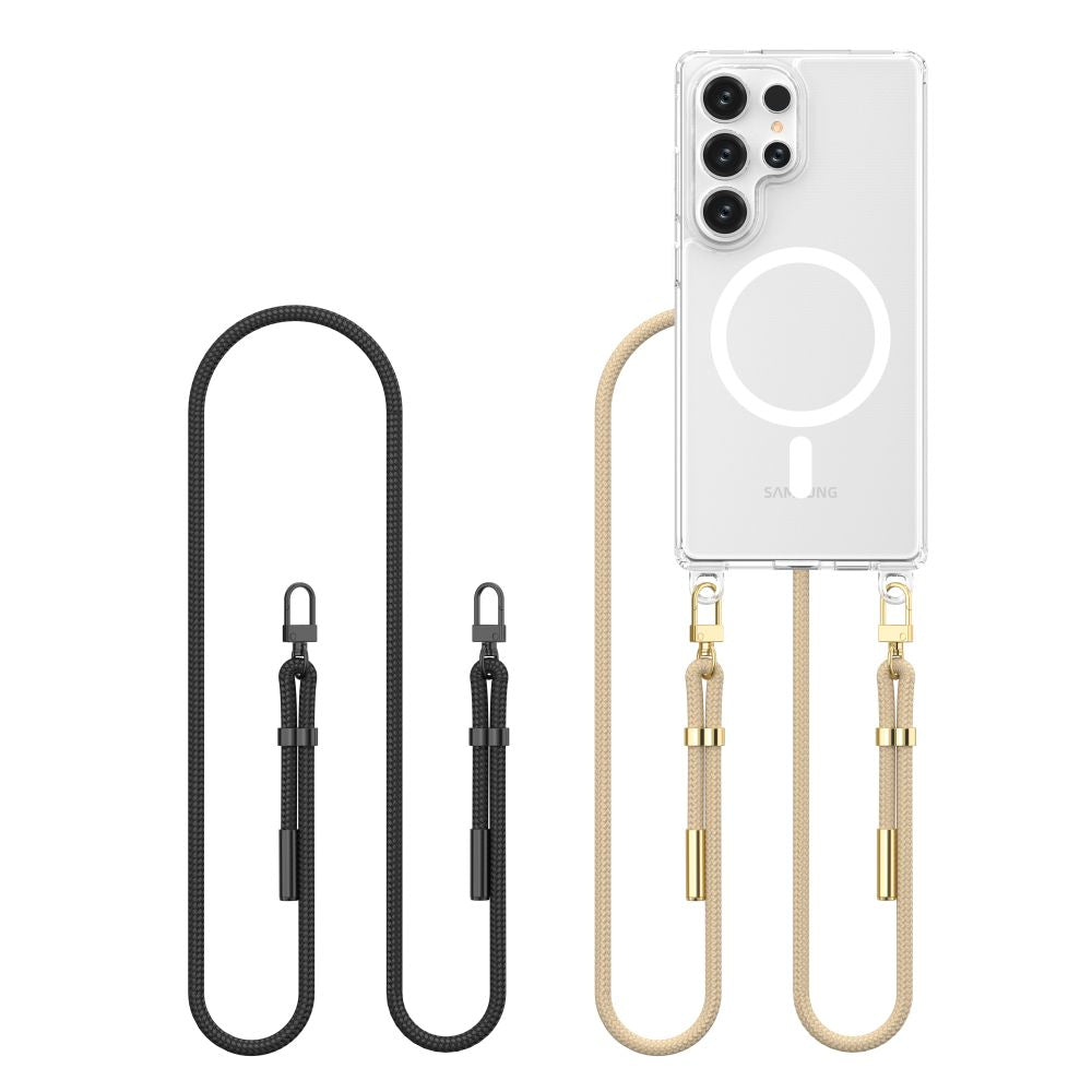 Tech-Protect Samsung Galaxy S25 Ultra Flexair Chain MagSafe Σκληρή Θήκη με Πλαίσιο Σιλικόνης και 2 Λουράκια - Διάφανη - Black / Taupe