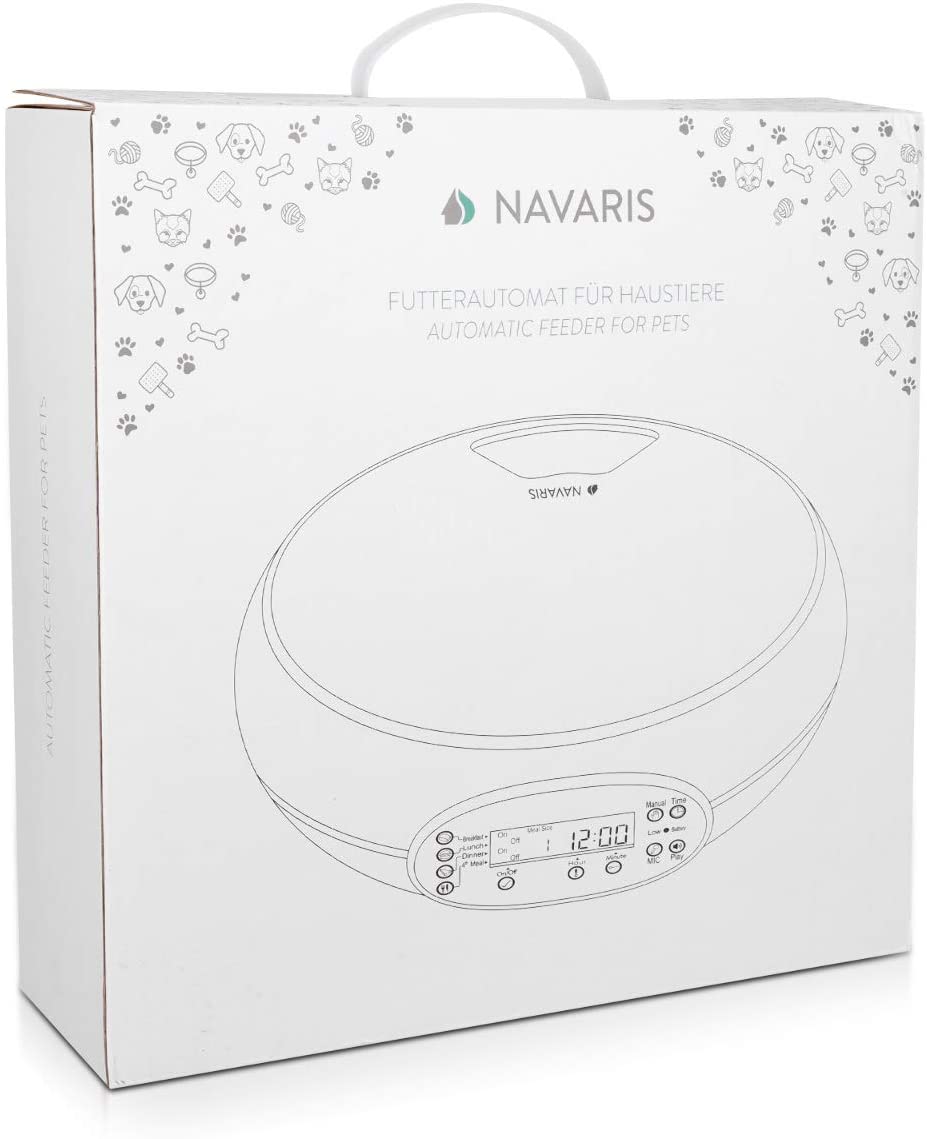 Navaris Αυτόματη Ταΐστρα Φαγητού με Χρονοδιακόπτη για Κατοικίδιο - White - 51148.02