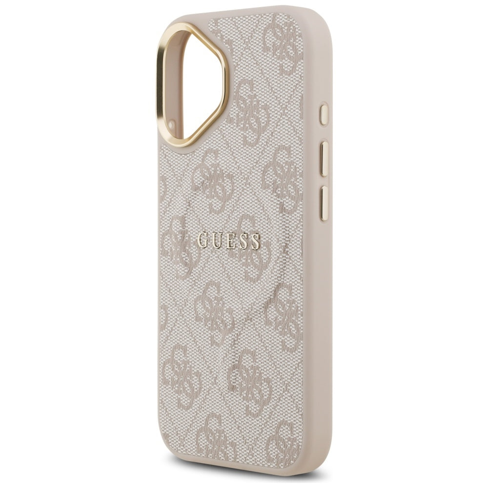 Guess iPhone 17 - 4G PU Classic Logo MagSafe - Σκληρή Θήκη με Πλαίσιο Σιλικόνης και Επένδυση Οικολογικού Δέρματος - Pink - GUHMP17SP4MSEGCP