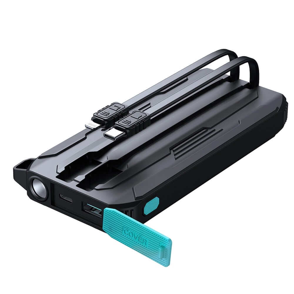 Joyroom JR-L017 22.5W Power Bank 10000mAh με 1 Θύρα USB και 1 Θύρα Type-C και Ενσωματωμένα Καλώδια Lightning και Type-C - Black