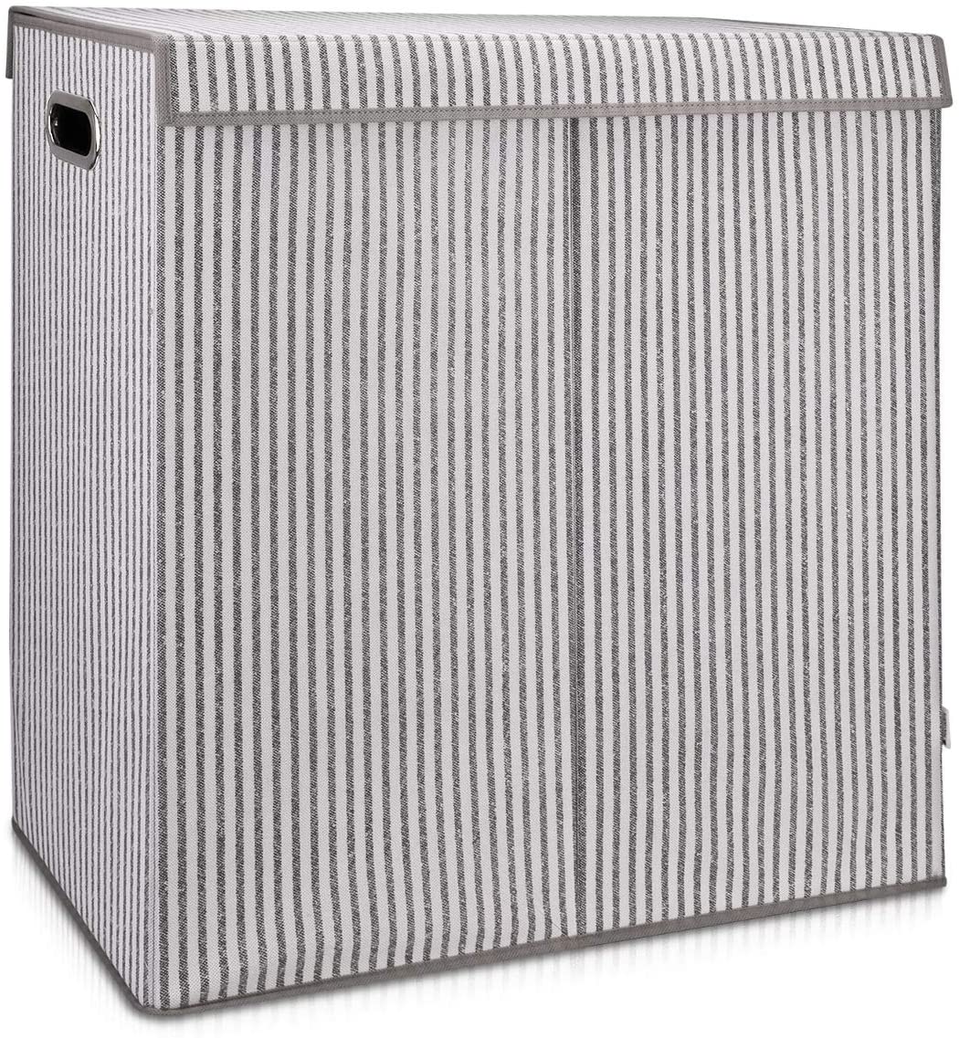 Navaris Καλάθι Απλύτων με Δύο Διαμερίσματα και Καπάκι - White / Grey - 49579.02.22