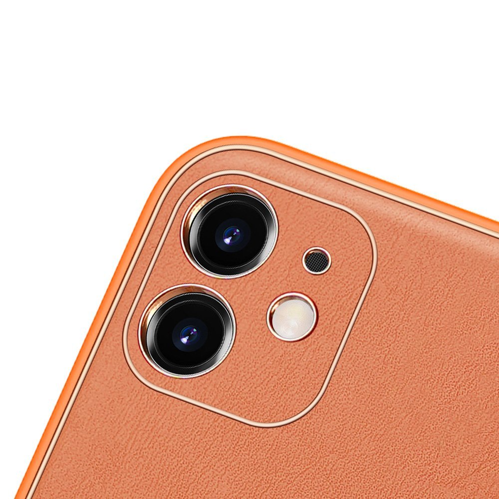 Dux Ducis iPhone 12 Yolo Elegant Series Θήκη με Επένδυση Συνθετικού Δέρματος - Orange