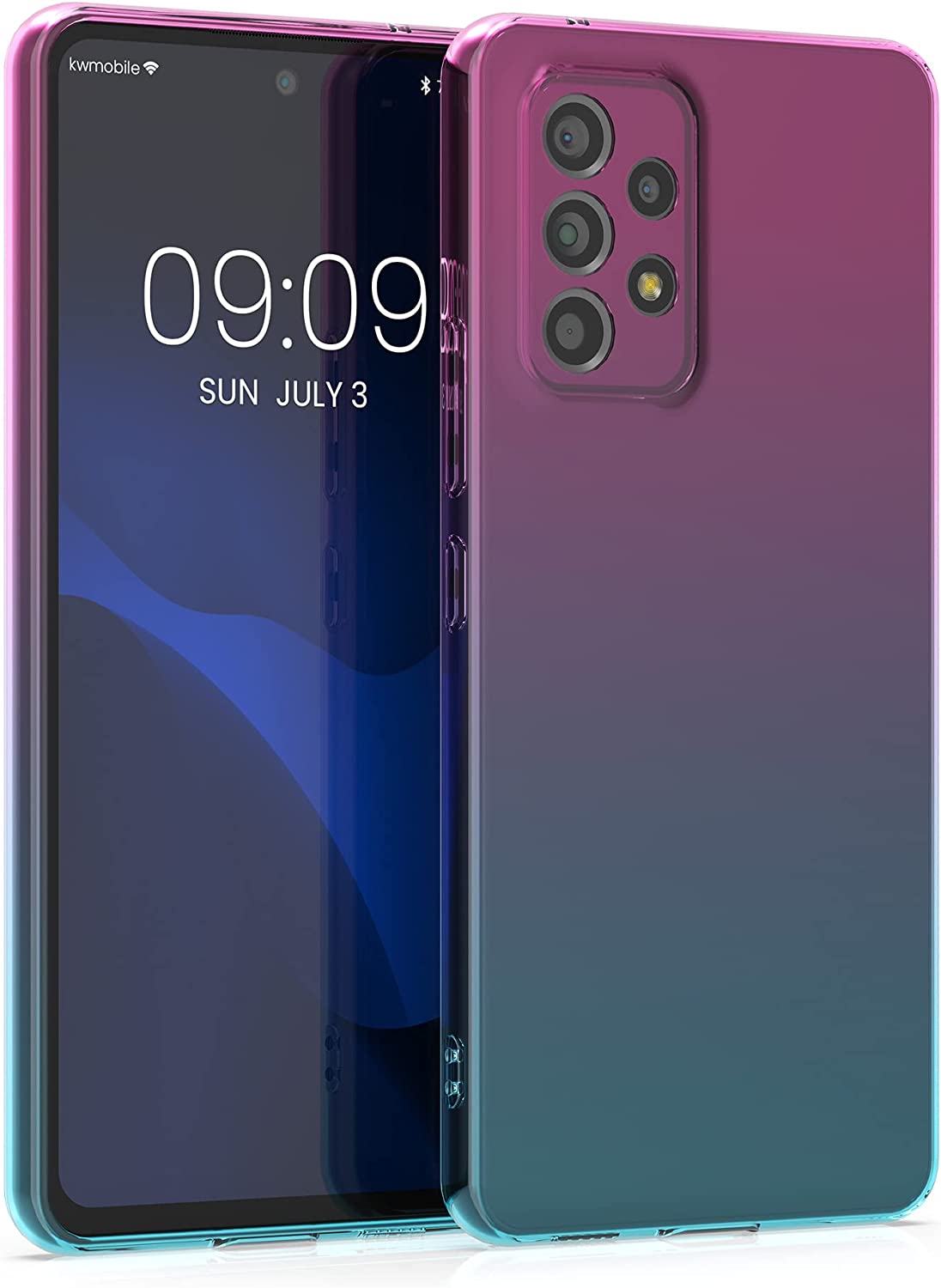 KW Samsung Galaxy A53 5G Θήκη Σιλικόνης TPU Design Two Colors - Pink / Blue / Διάφανη - 58626.01