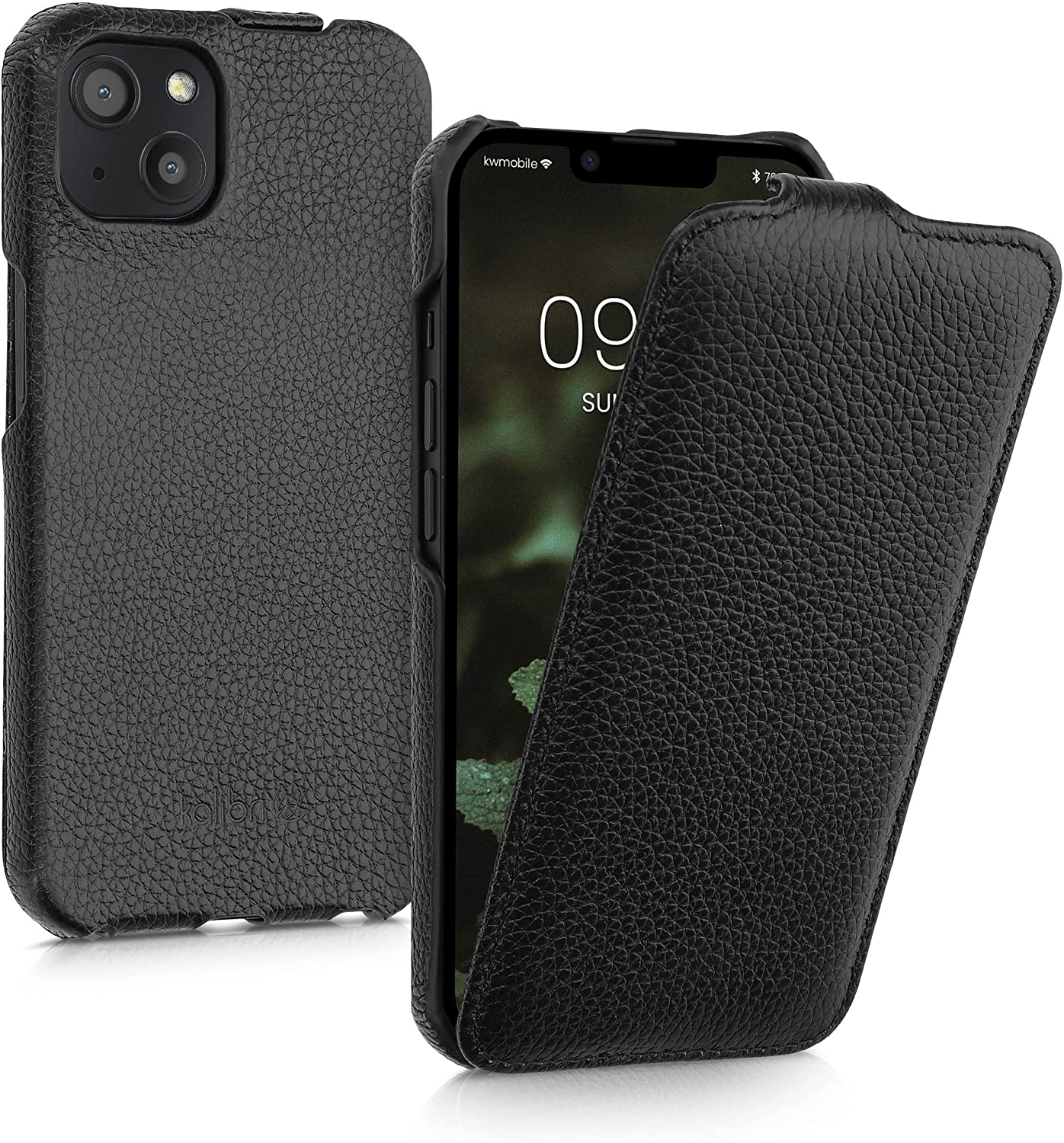Kalibri iPhone 13 Θήκη Flip από Γνήσιο Δέρμα - Black - 56410.01