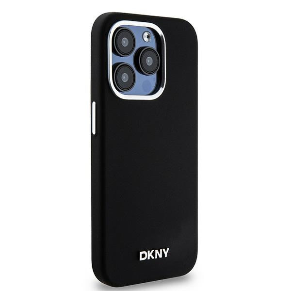 DKNY iPhone 15 Pro - Liquid Silicone Small Metal Logo - MagSafe Σκληρή Θήκη με Πλαίσιο Σιλικόνης - Black
