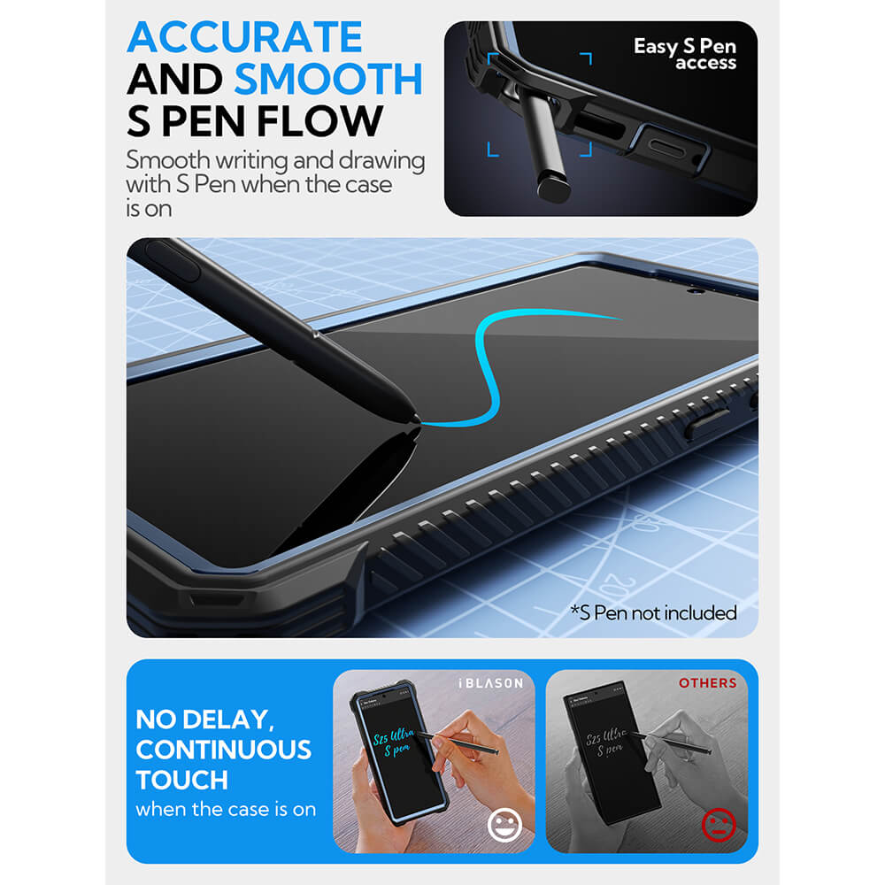 Supcase Samsung Galaxy S25 Ultra Armorbox Magsafe Σκληρή Θήκη με Προστασία Οθόνης και Κάλυμμα Κάμερας / Stand - Metallic Blue