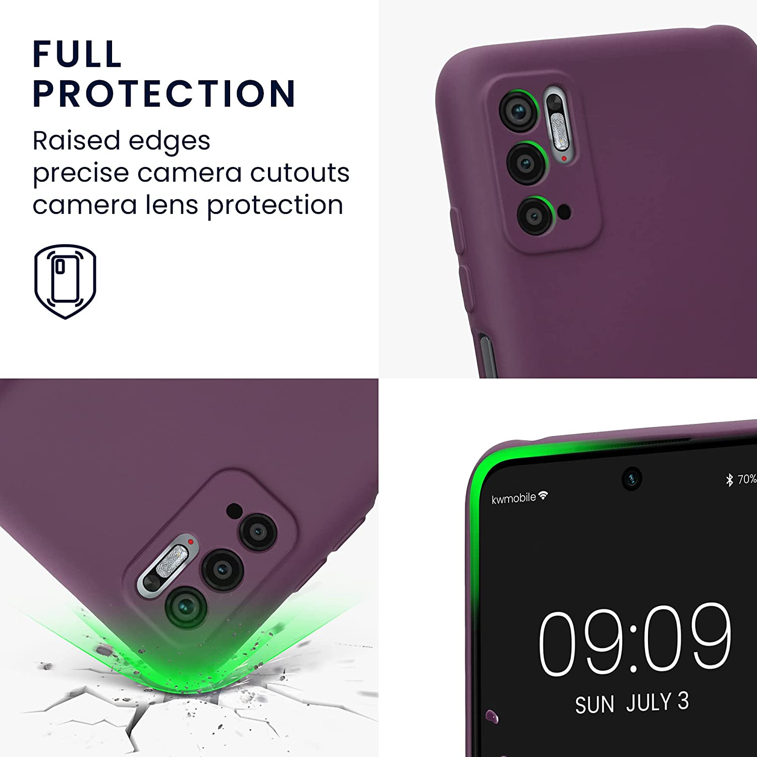 KW Xiaomi Redmi Note 10 5G / Poco M3 Pro 5G Θήκη Σιλικόνης Rubberized TPU - Bordeaux Violet - 57816.187