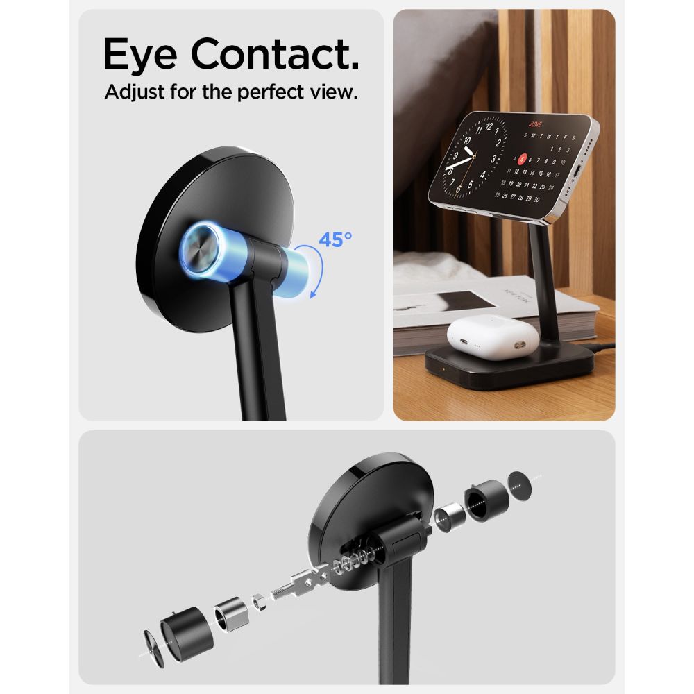 Spigen PF2100 Arcfield MagFit 7.5W Βάση Ασύρματης Φόρτισης MagSafe για Smartphones και Airpods - Black