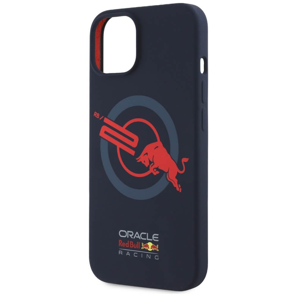 Red Bull iPhone 15 - HC Silicone ORBR20 Logo Red Lining - MagSafe Σκληρή Θήκη με Πλαίσιο Σιλικόνης - Navy Blue - RBHMP15S24SIOLVR