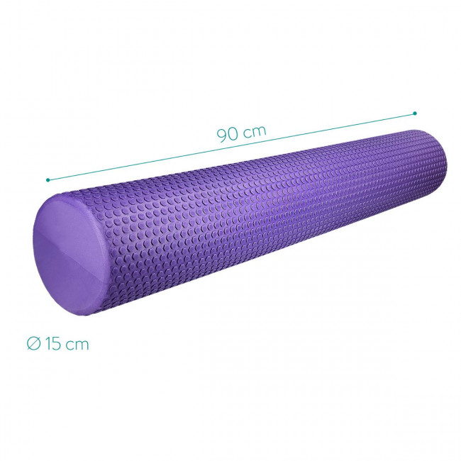 Navaris EVA Foam Roller for Exercise, Pilates, Yoga, Stretching, Muscle Massage - Κύλινδρος Γυμναστικής - 90cm - Purple - 45380.38