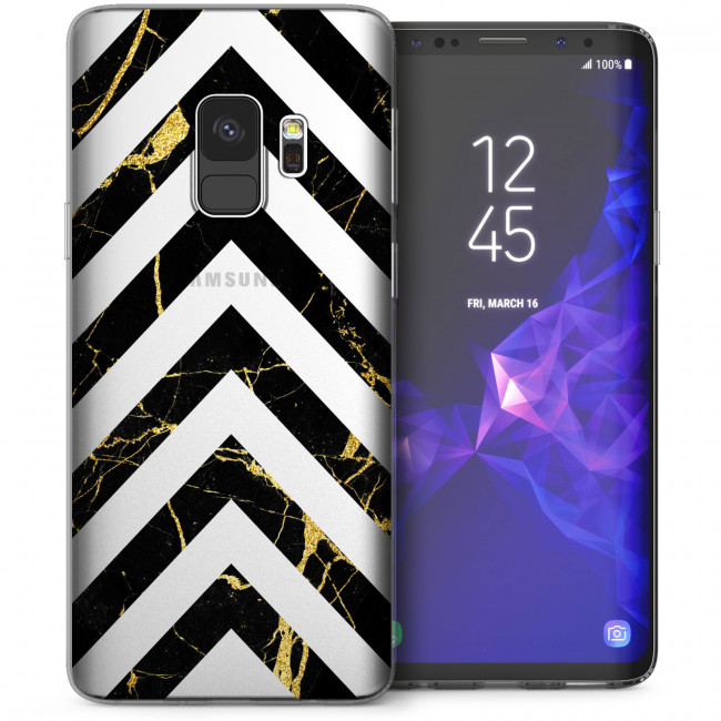 Caseflex iPhone XS Max Θήκη Σιλικόνης TPU - Marble Arrows - Black / Gold - Διάφανη