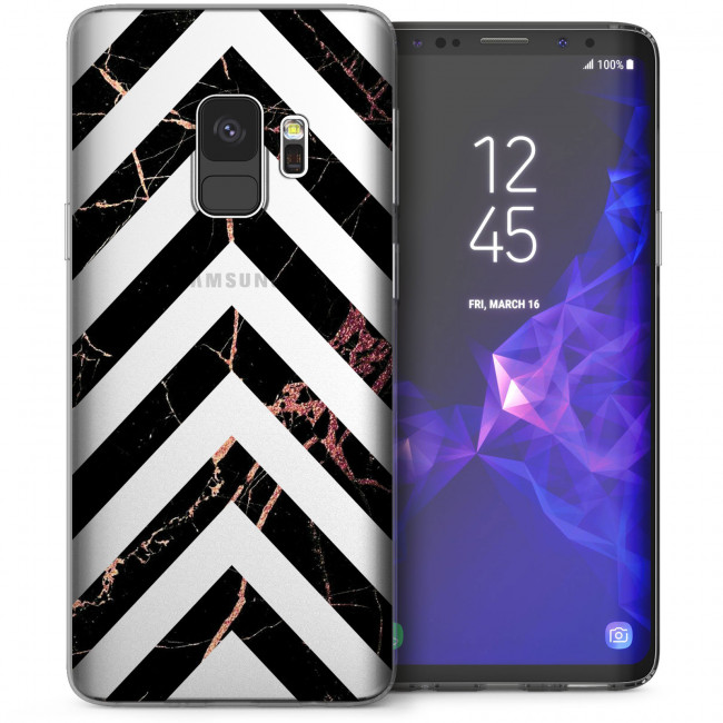 Caseflex iPhone X / XS Θήκη Σιλικόνης TPU - Marble Arrows - Black / Rose Gold - Διάφανη