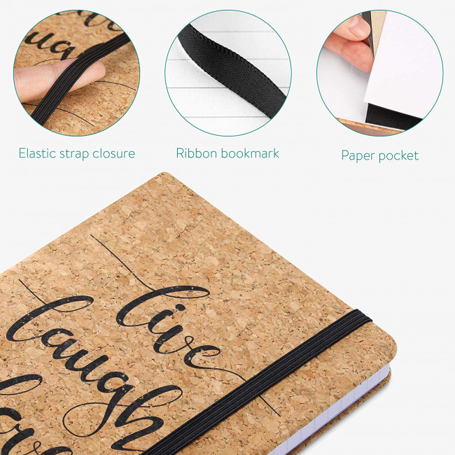 Navaris Notebook with Cork Cover Σημειωματάριο από Φελλό Design Live / Laugh / Love - 48477.05