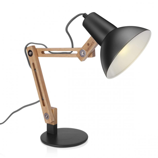 Navaris Wooden Desk Lamp Επιτραπέζιο Φωτιστικό από Ξύλο - Brown / Grey - 49125.22