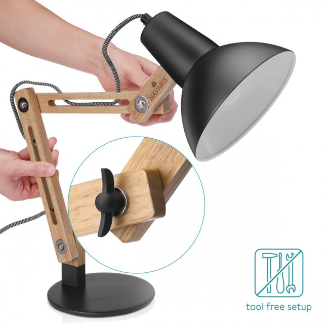 Navaris Wooden Desk Lamp Επιτραπέζιο Φωτιστικό από Ξύλο - Brown / Grey - 49125.22