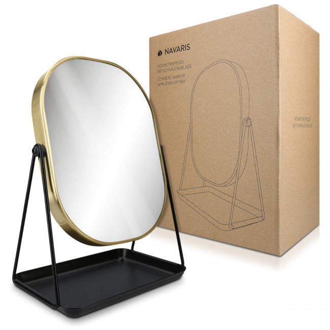 Navaris Free Standing Makeup Mirror - Καθρέπτης Μακιγιάζ - Gold - 49361.21