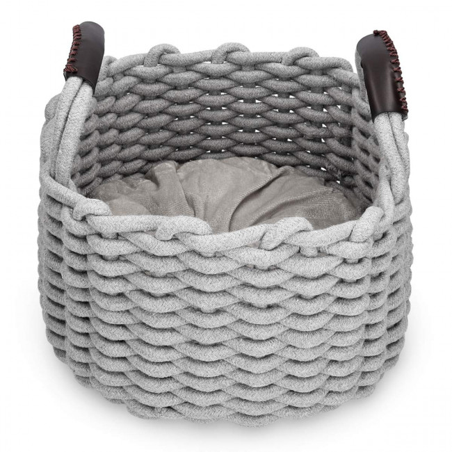 Navaris Small Cat Bed Basket - Καλάθι Κρεβάτι για Γάτες και Μικρά Κατοικίδια - Grey - 47064.1