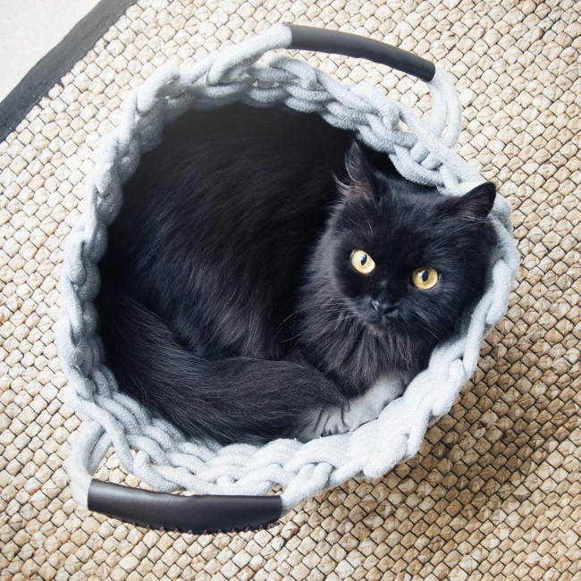 Navaris Small Cat Bed Basket - Καλάθι Κρεβάτι για Γάτες και Μικρά Κατοικίδια - Grey - 47064.1