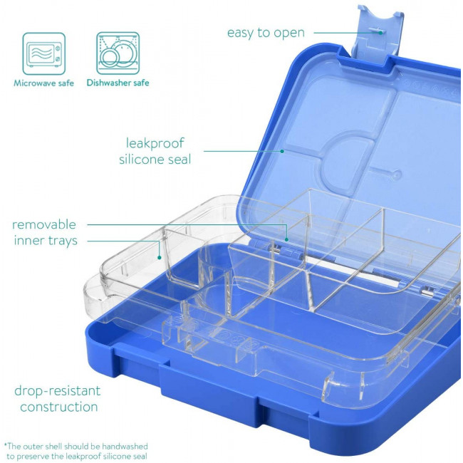 Navaris Bento Box for Kids Δοχείο Αποθήκευσης Τροφής για Παιδιά BPA Free - Blue - 49877.01.17