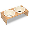 Navaris Raised Pet Bowls Stand - Ανυψωμένα Μπολ Φαγητού με Ξύλινη Βάση για Κατοικίδια - 350 ml - Wood - 46946.1