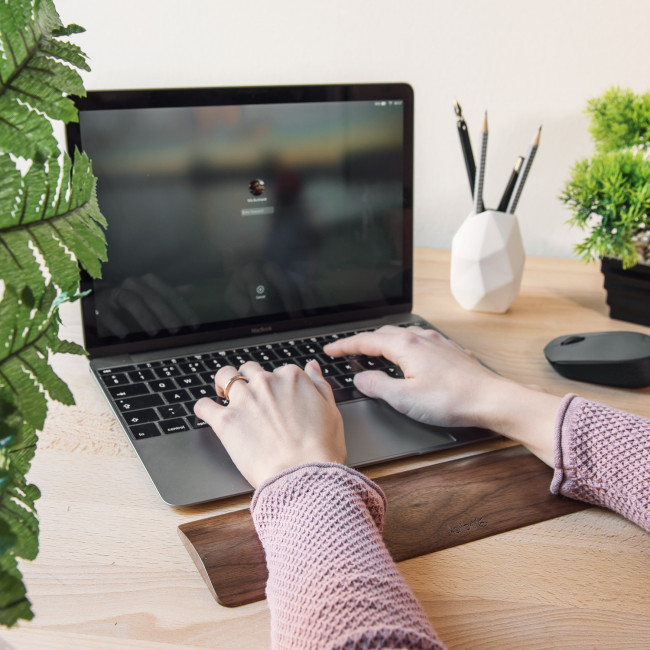 Kalibri Keyboard Wooden Wrist Rest Βάση Στήριξης Καρπών από Ξύλο - Medium - Brown - 40179.05.2